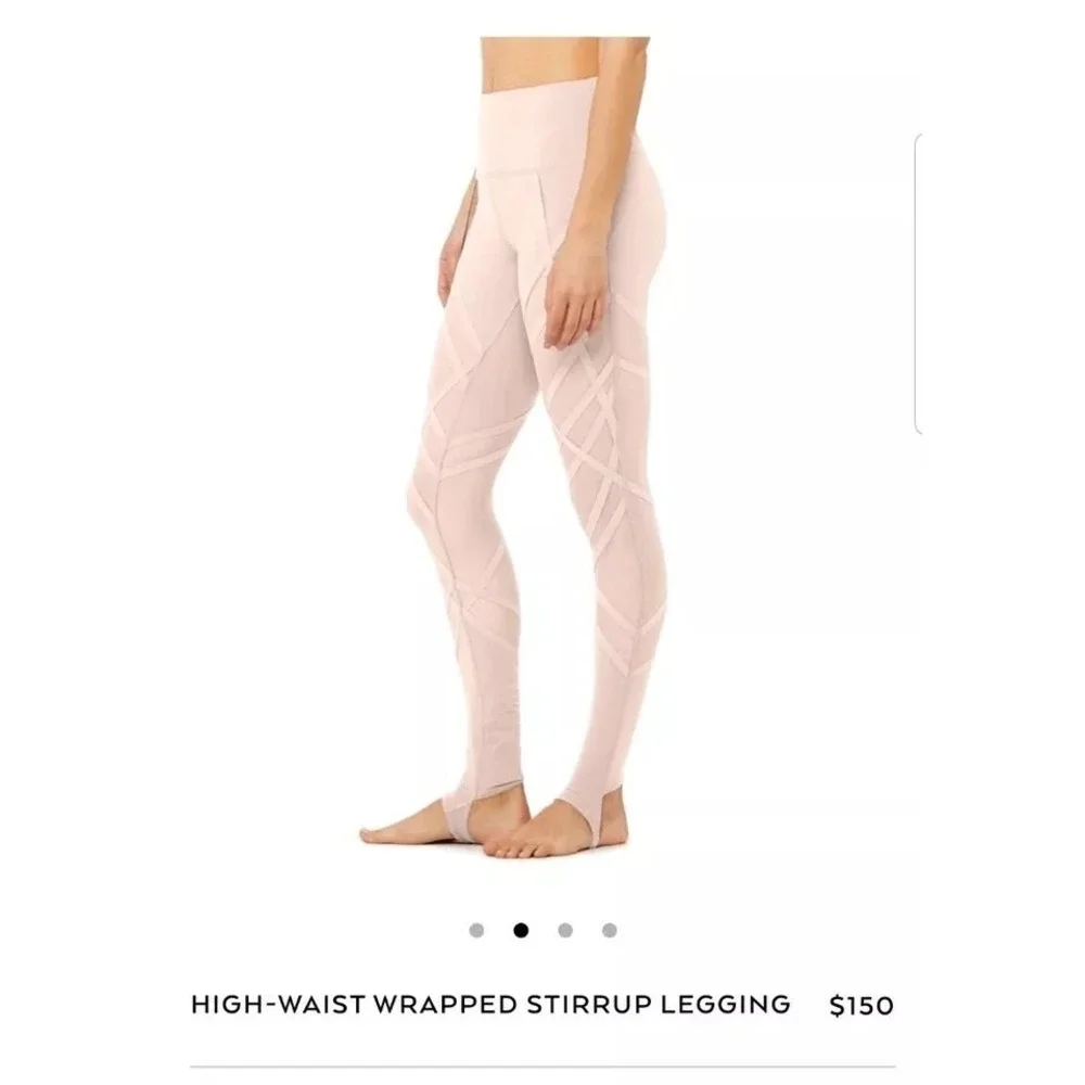 Alo Yoga‎ High Waist Wrapped Stirrup Legging Burgundy Mesh Cutout Womens S